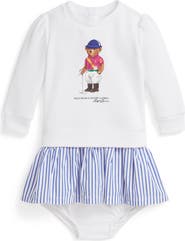 Ralph Lauren Kids' Magic Fleece Bear Logo Dress & Bloomers Set