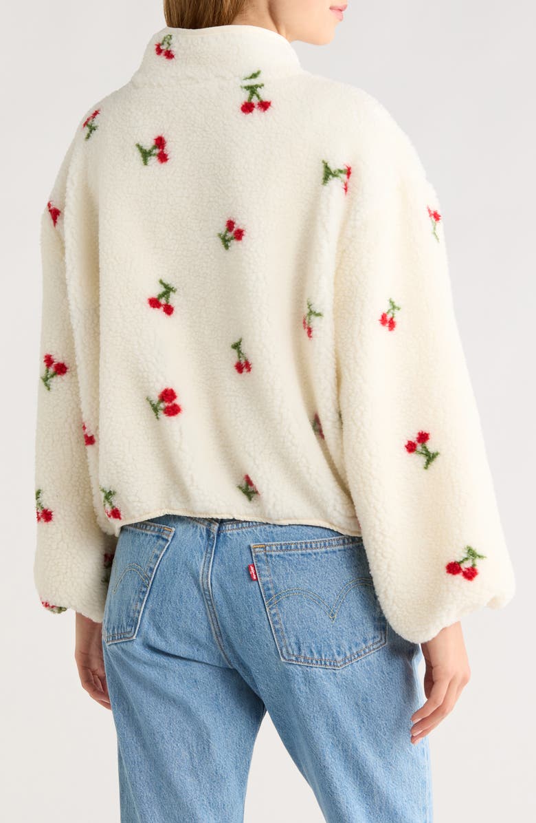 All in Favor Cherry Print High Pile Fleece Jacket, Alternate, color, 