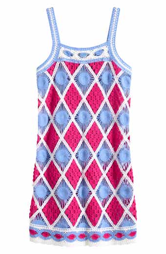 Diamond Pattern Sweater Beach Cover-Up Dress