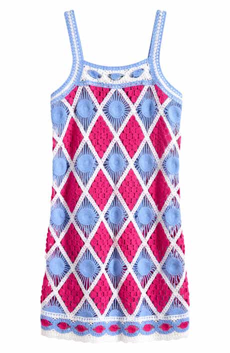 Diamond Pattern Sweater Beach Cover-Up Dress