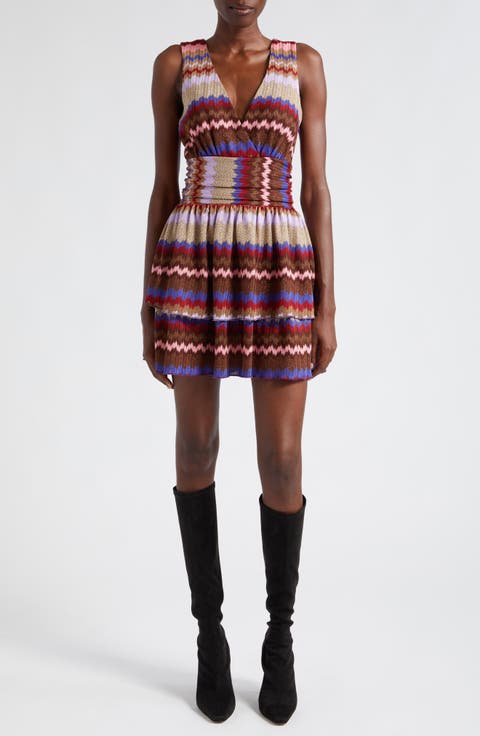 Laura Metallic Stripe Tiered Minidress