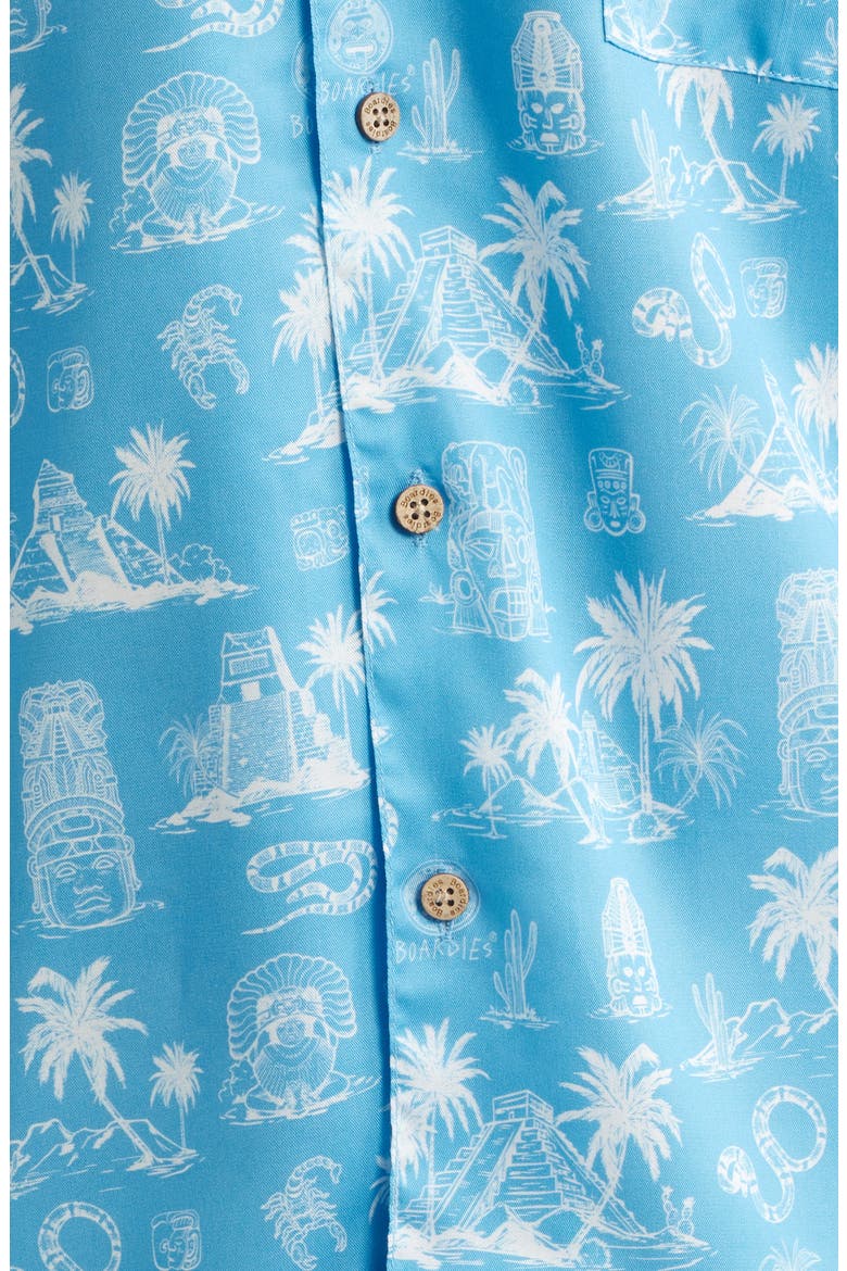 Print Short Sleeve Button-Up Camp Shirt, Alternate, color, BLUE