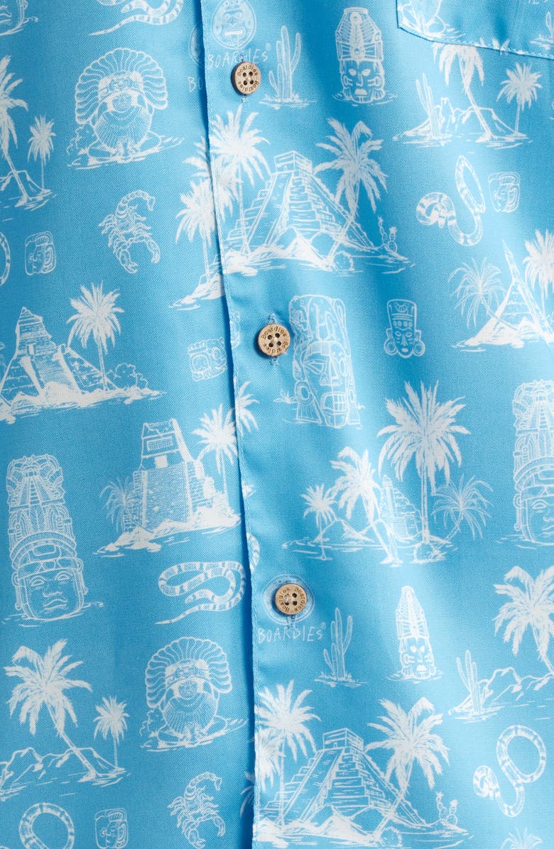 Boardies Print Short Sleeve Button-Up Camp Shirt, Alternate, color, Blue