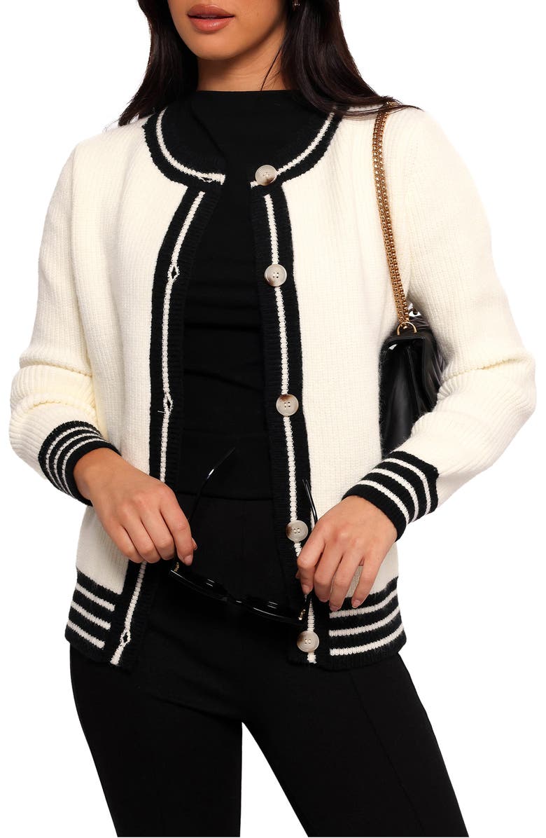 Petal & Pup Yorkshire Contrast Edge Cardigan, Main, color, Cream