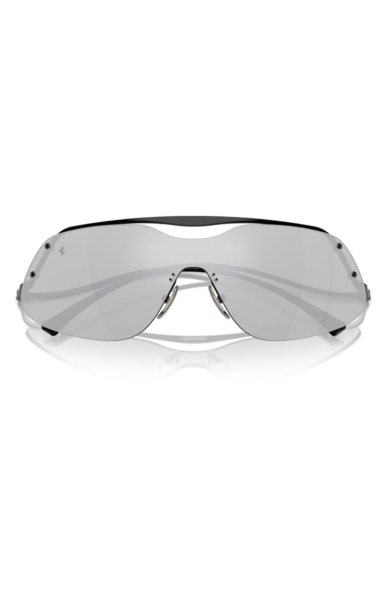 Scuderia Ferrari 138mm Rectangular Sunglasses, Alternate, color, Black / Mirror Silver
