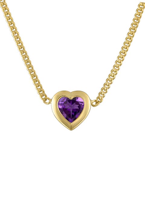 14K Gold Plated Silver Heart Charm Necklace
