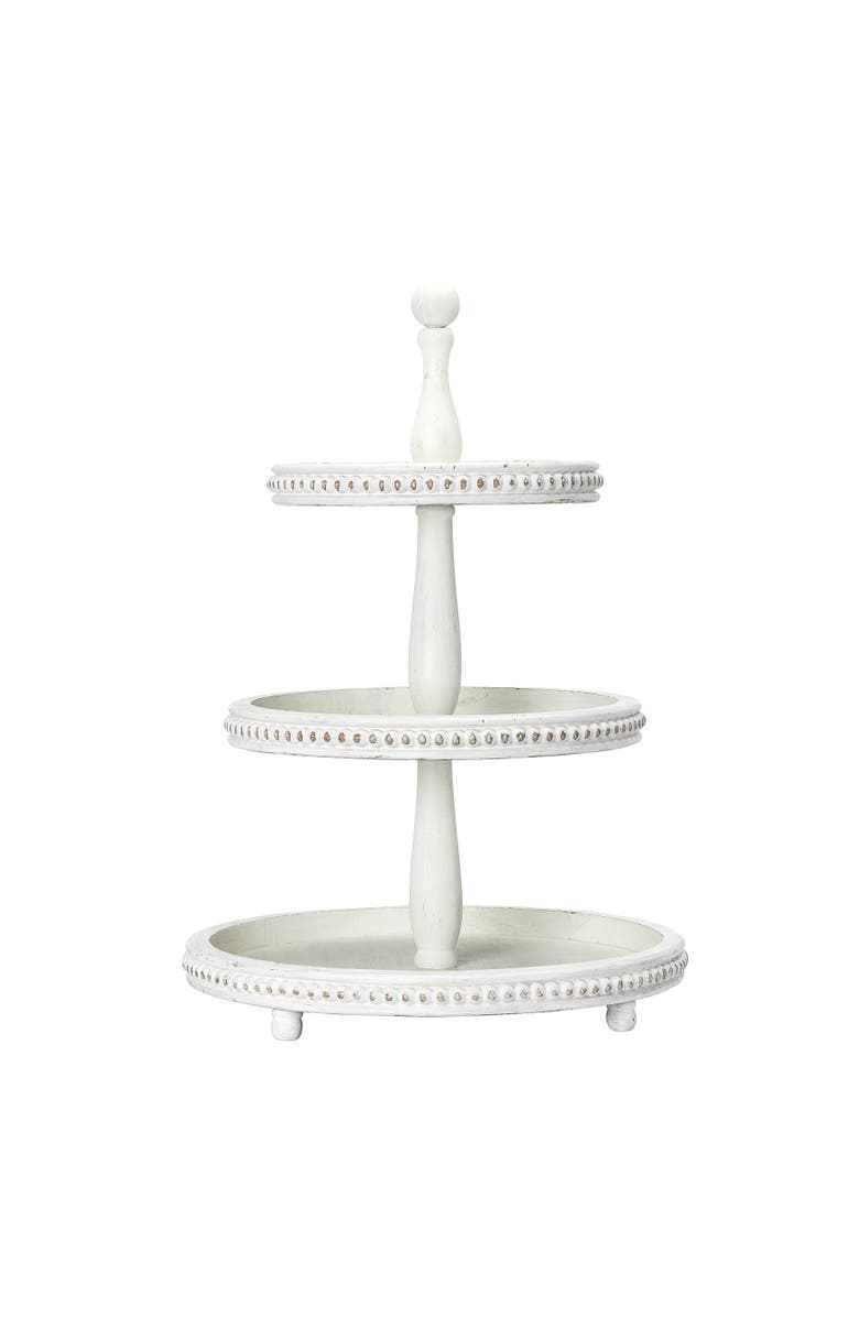 Storied Home 3-Tier Decorative Tray, Main, color, White
