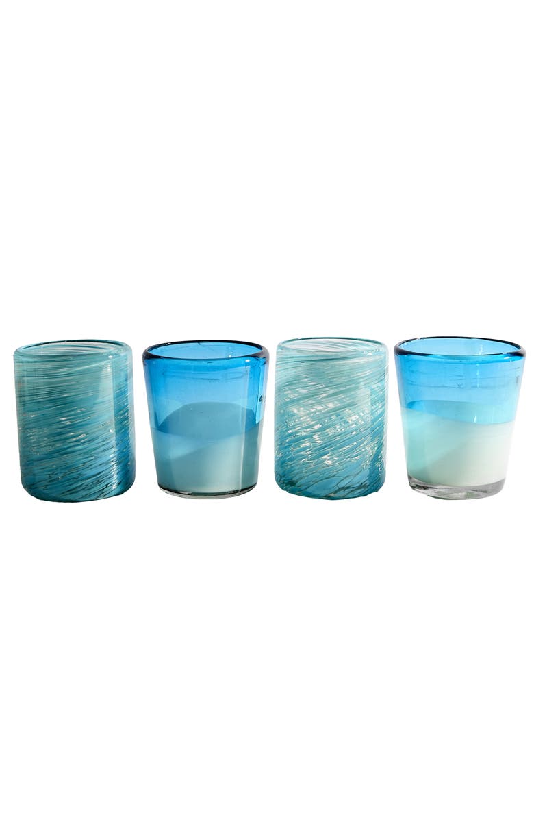 Verve Culture Handblown Glasses - Set of 4, Main, color, Aqua