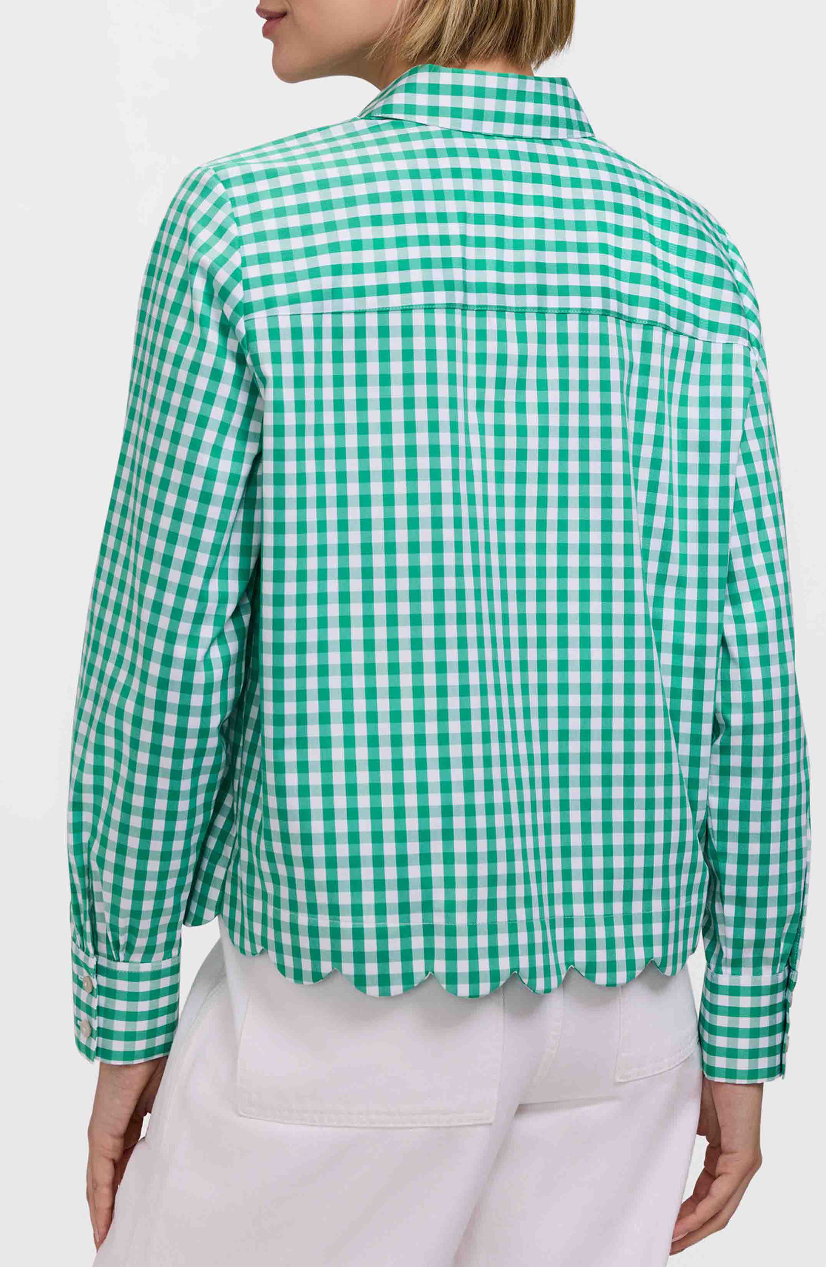 Scarlett Gingham Scallop Hem Button-Up Shirt - image 2