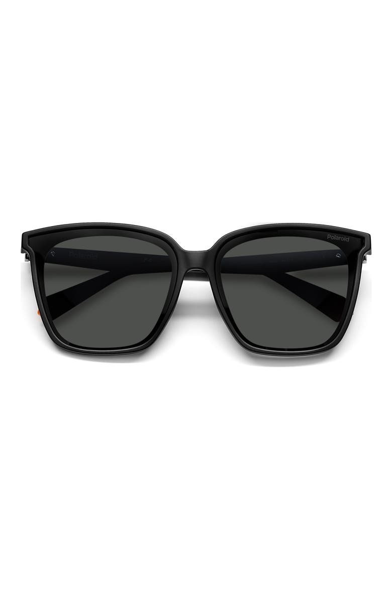 64mm Polarized Square Sunglasses, Alternate, color, MATTE BLACK / GRAY POLAR
