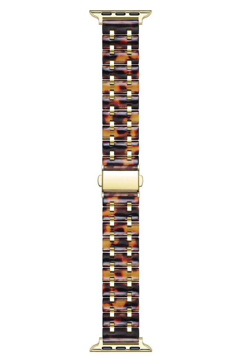 Alana Resin & Stainless Steel Apple Watch® Bracelet Watchband, Main, color, BROWN TORTOISE/ GOLD