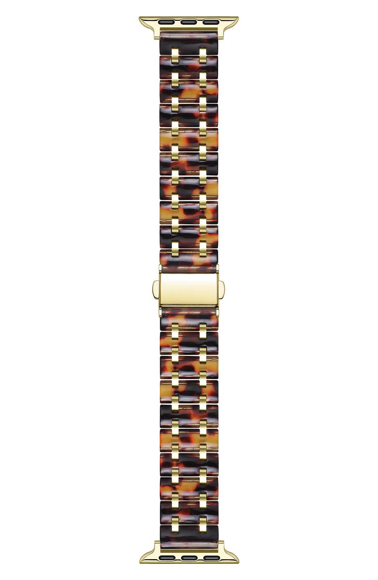 Posh Tech Alana Resin & Stainless Steel Apple Watch<sup>®</sup> Bracelet Watchband, Main, color, Brown Tortoise/ Gold