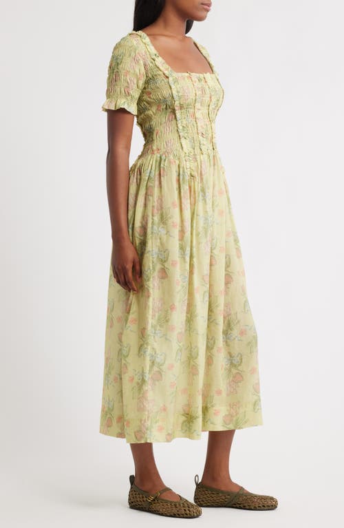 Damson Madder Raphaela Floral Midi Dress In Green