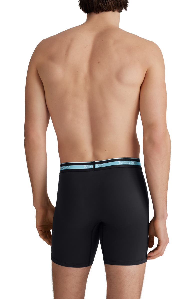 Tommy John 3-Pack Comfort Micro 6-Inch Boxer Briefs, Alternate, color, Black Black/ High Tide/ Black