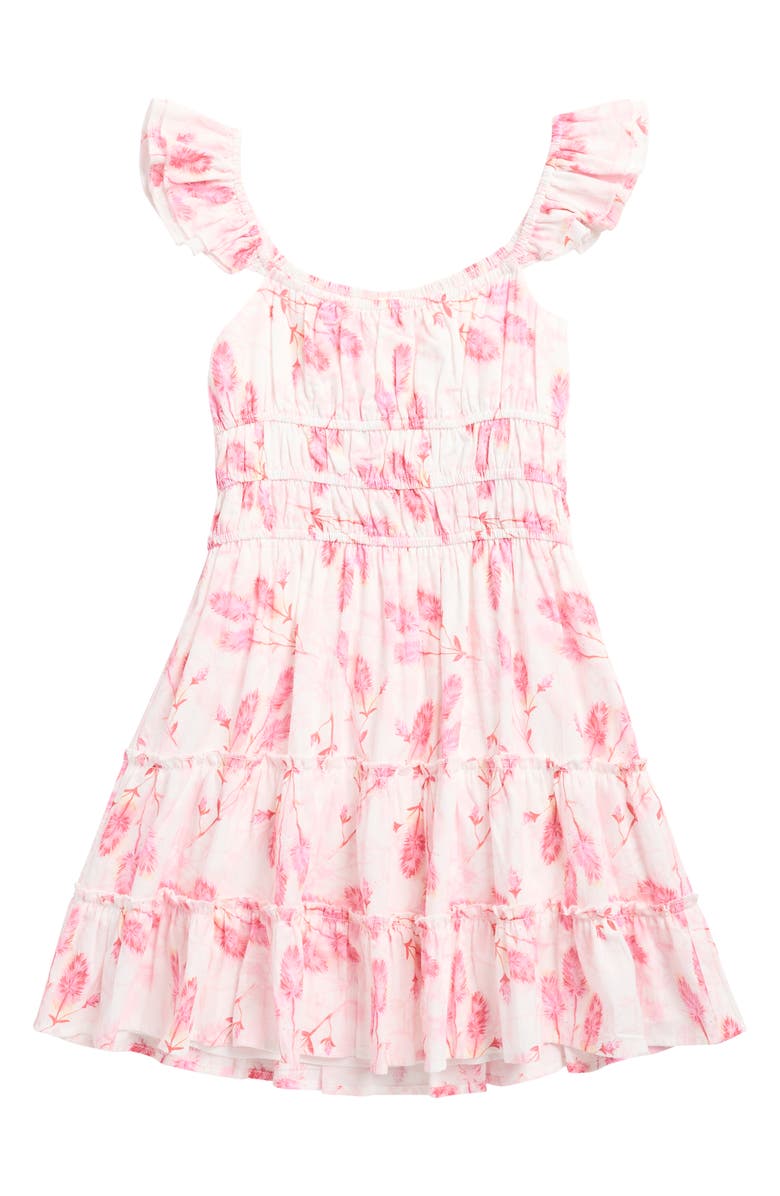 Ava & Yelly Kids' Floral Tiered Dress, Main, color, White Red