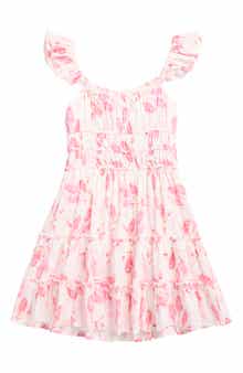 Ava & Yelly Kids' Floral Tiered Dress