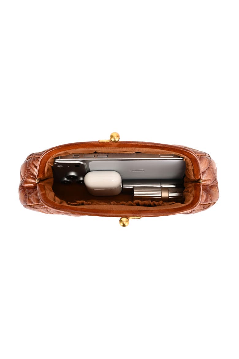 Petunia Quilted Leather Beauty Pouch, Alternate, color, Cognac