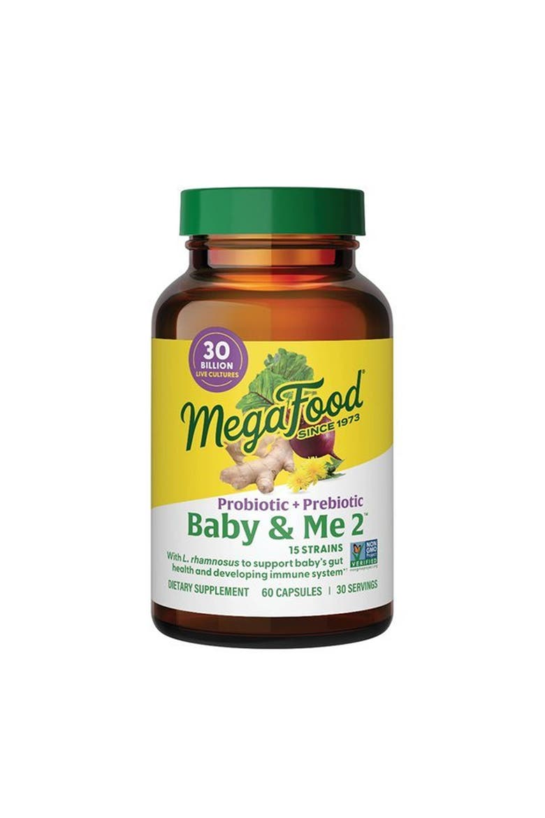 Baby & Me 2 Prenatal Prebiotic + Probiotic for Women & Developing Baby, 30 Billion CFU, 60 Capsules, Main, color, None