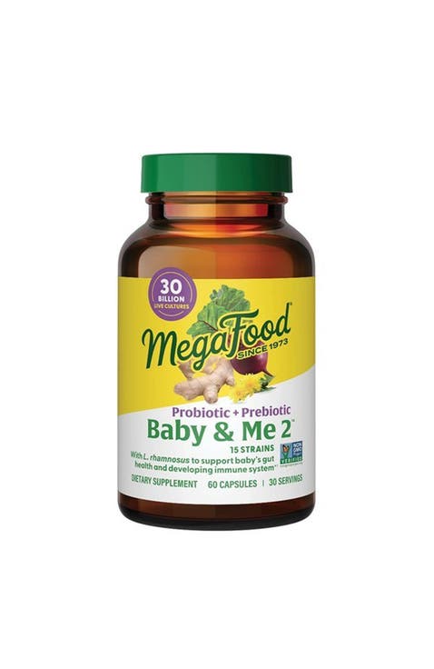 Baby & Me 2 Prenatal Prebiotic + Probiotic for Women & Developing Baby, 30 Billion CFU, 60 Capsules
