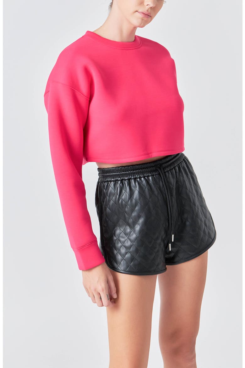 Cropped Pullover Sweatshirt, Alternate, color, HOT PINK