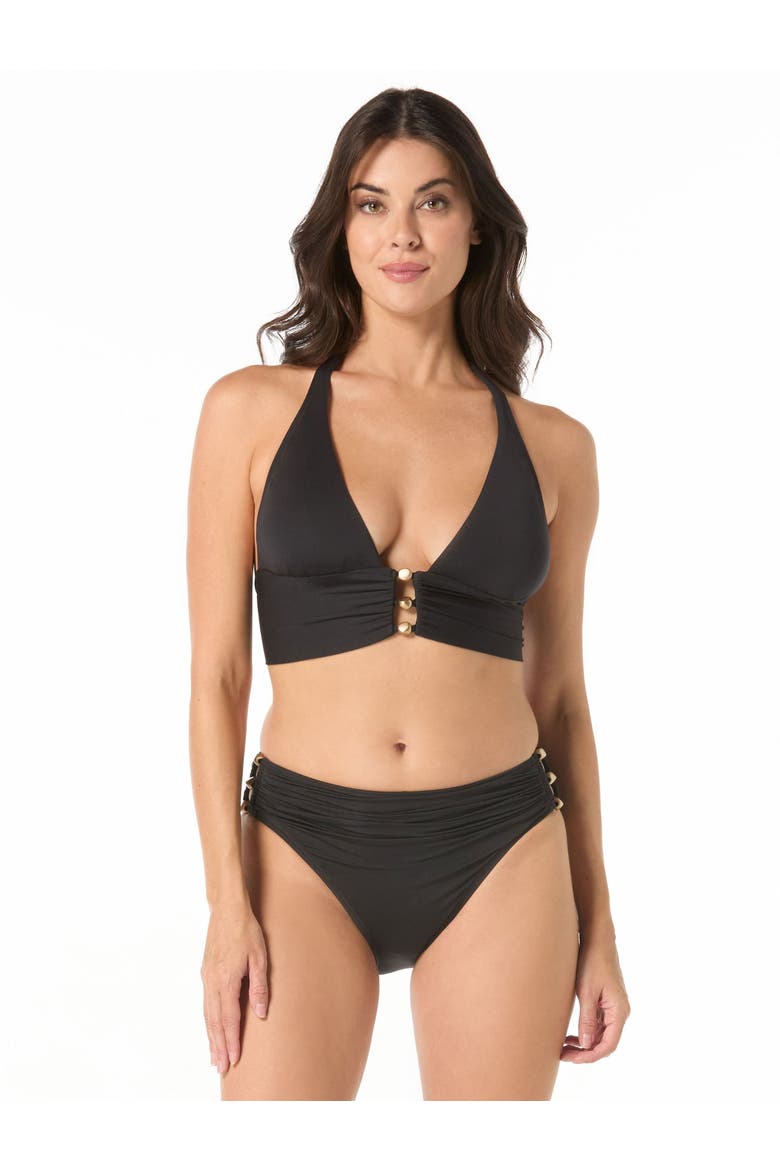 Beaded Halter Bikini Swim Top, Main, color, Black