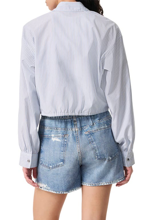 Rag & Bone Georgie Stripe Poplin Shirt In Fog Stripe