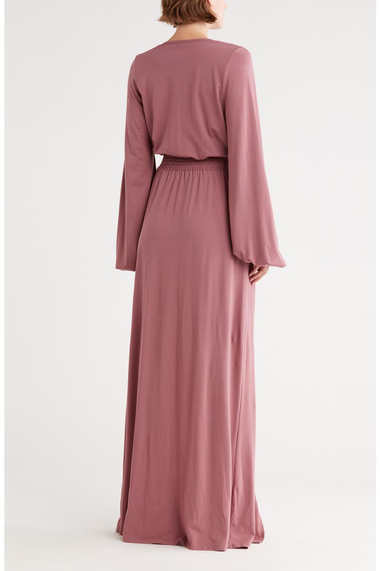 Long Sleeve Maxi Dress, Alternate, color, DARK MAUVE PONTE