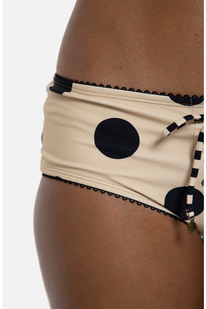 Polka Dot Hot Pant Bikini Bottoms, Alternate, color, BLACK