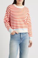 Marine Layer Suki Stripe Cotton Crewneck Sweater