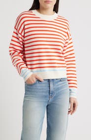 Marine Layer Suki Stripe Cotton Crewneck Sweater