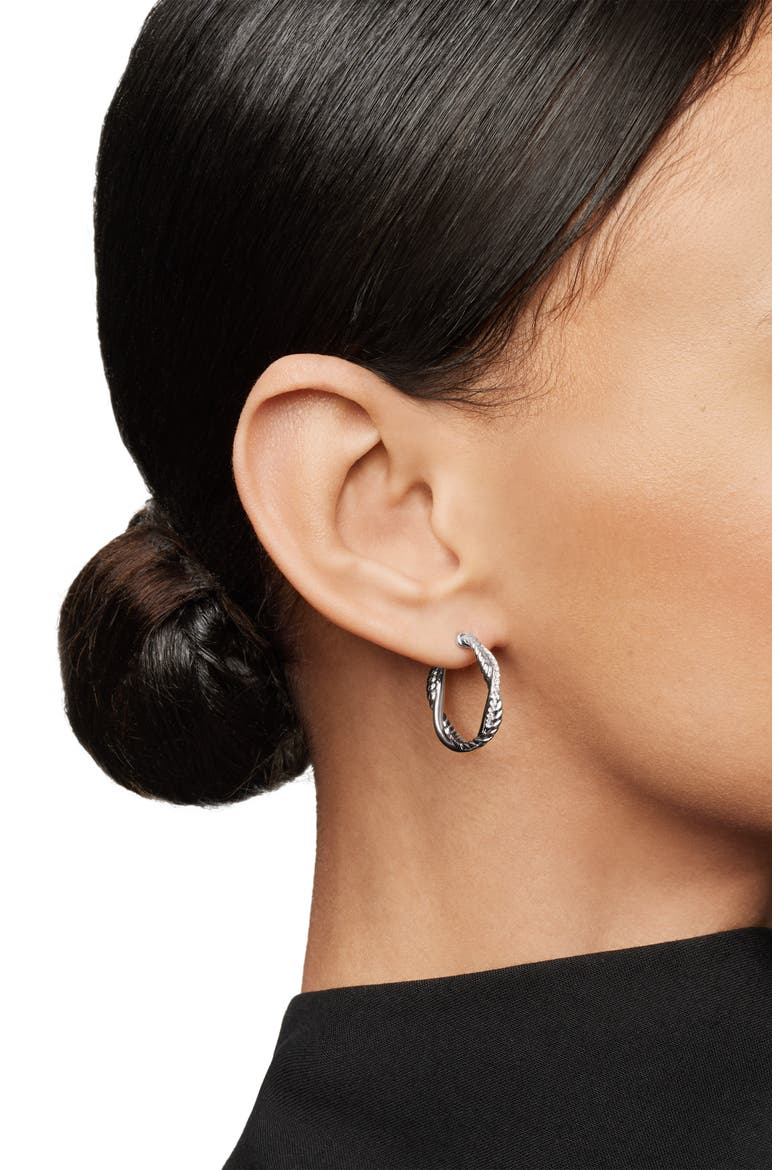 Petite Infinity Hoop Earrings in Sterling Silver with Pavé Diamonds, Alternate, color, STERLING SILVER