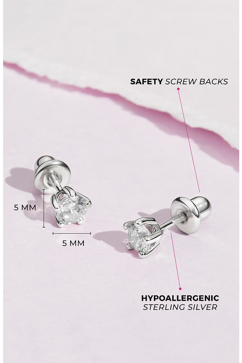Classic Cubic Zirconia Birthstone Solitaire Earrings, Alternate, color, April