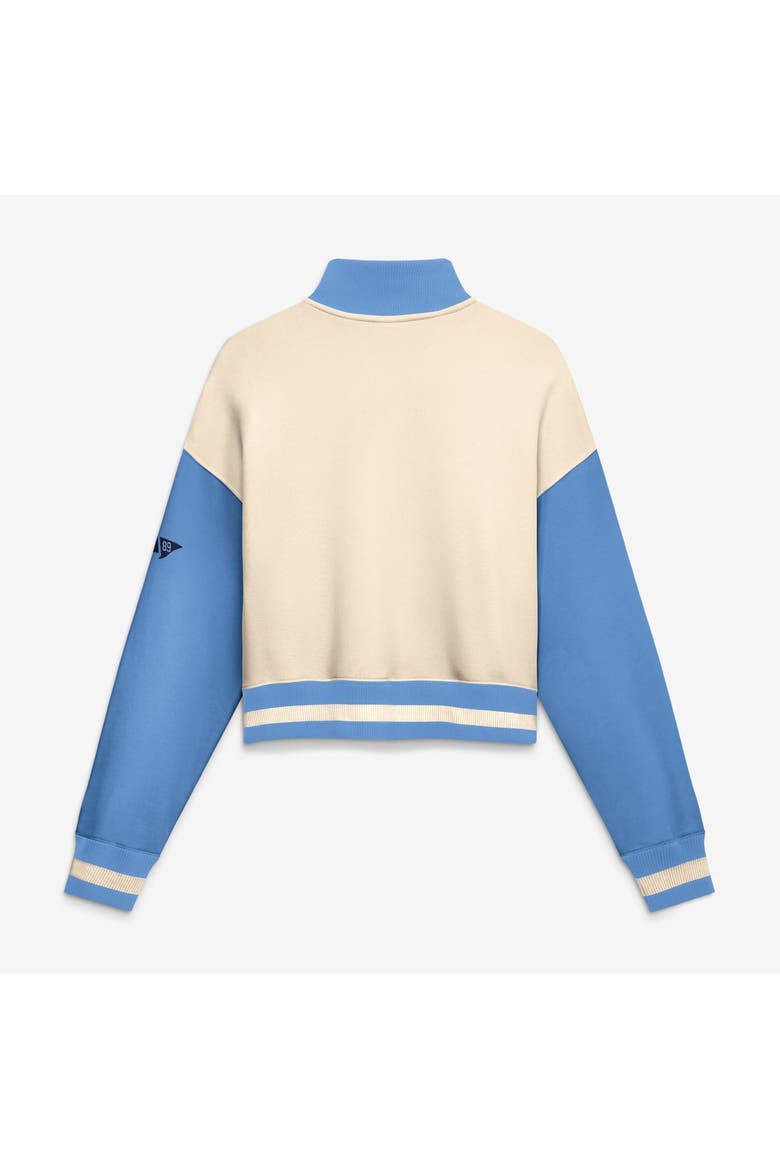 Women's Nike Natural/Carolina Blue North Carolina Tar Heels Oversized Legacy Color Block Cropped Quarter-Zip Pullover, Alternate, color, Natural
