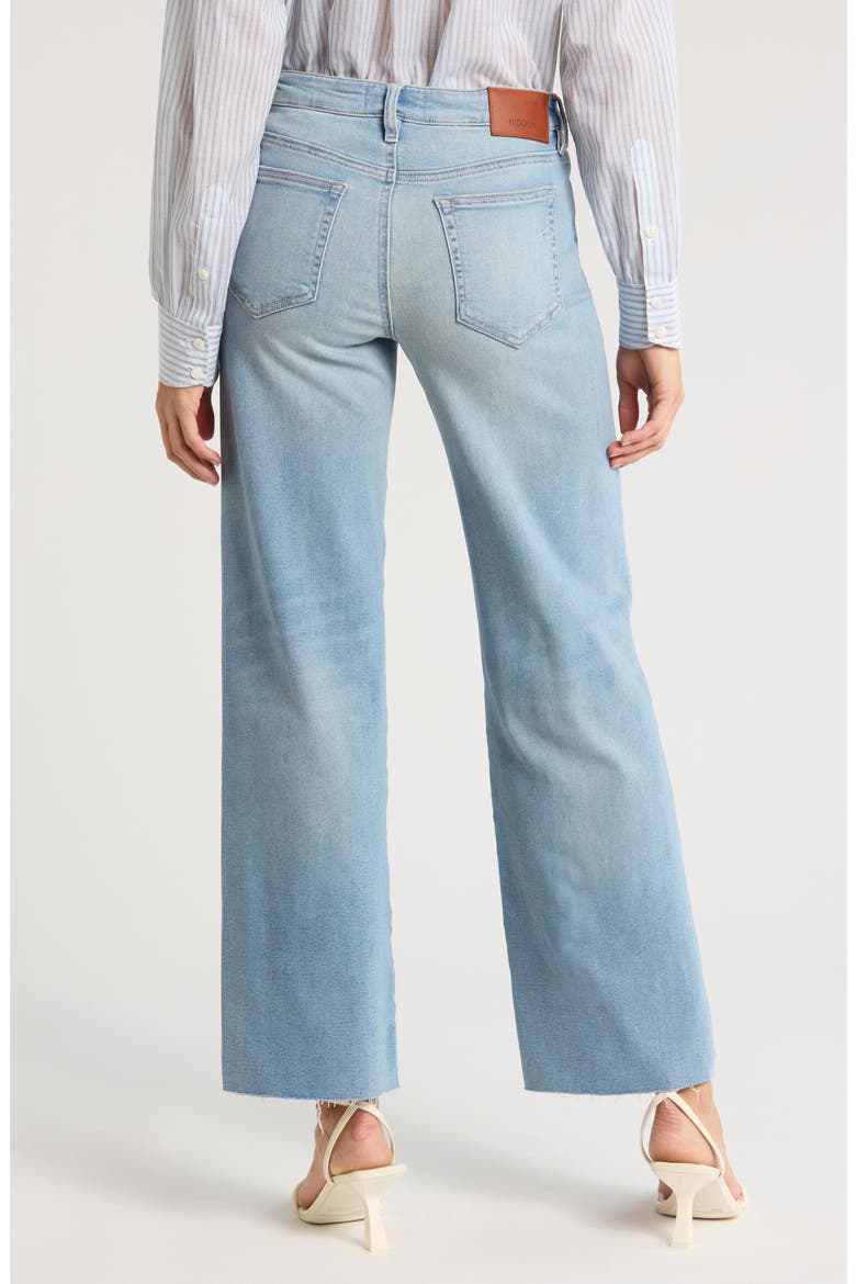 High Waist Raw Hem Wide Leg Dad Jeans, Alternate, color, LIGHT WASH
