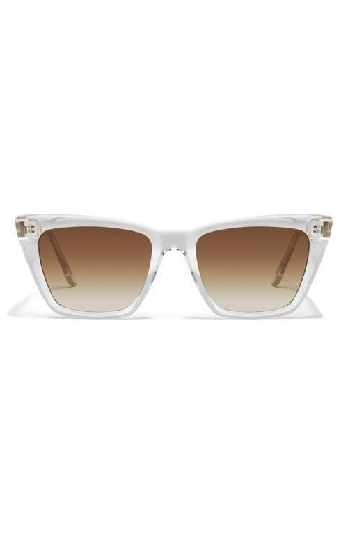 Quay Call The Shots 48mm Gradient Cat Eye Sunglasses In Clear/sepia