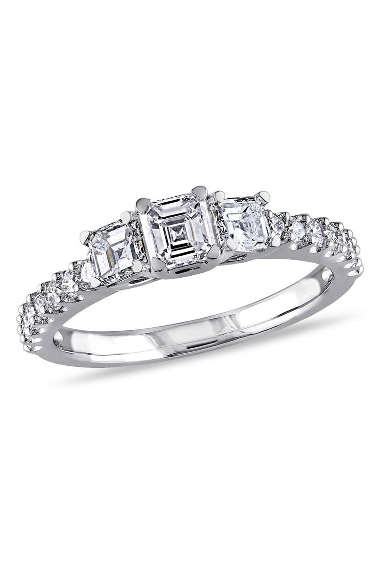 Diamond Asscher 3-Stone Engagement Ring 14k, Main, color, 14k White Gold