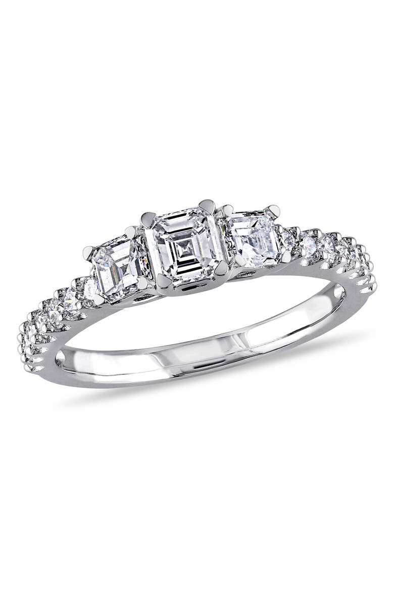 Julianna B. Diamond Asscher 3-Stone Engagement Ring 14k, Main, color, 14K White Gold