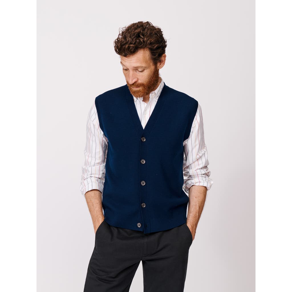 Aubin Portman 100% Wool Waistcoat In Blue