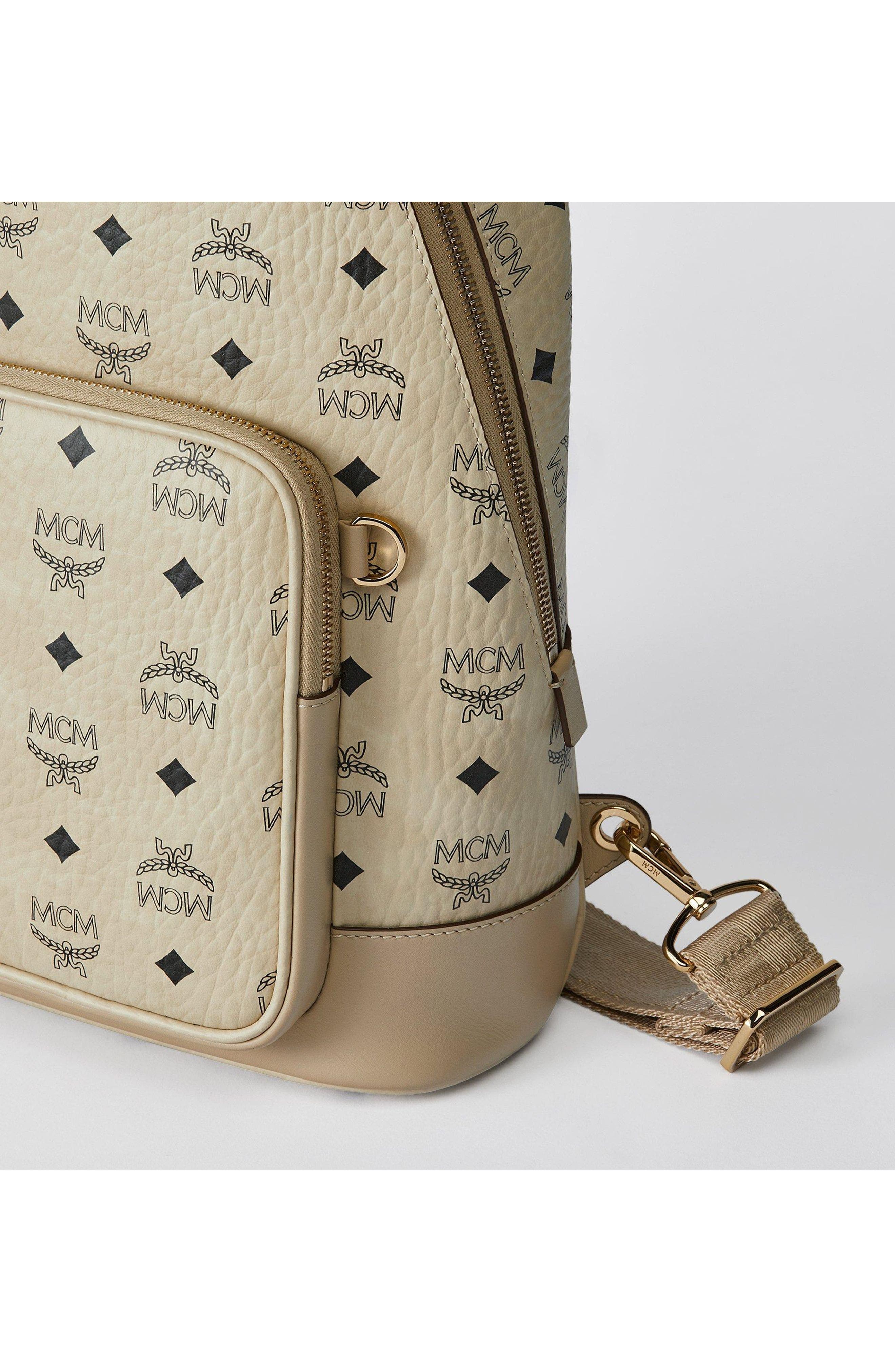 Small Aren Sling Bag in Visetos Leather Mix, Alternate, color, Beige + Black