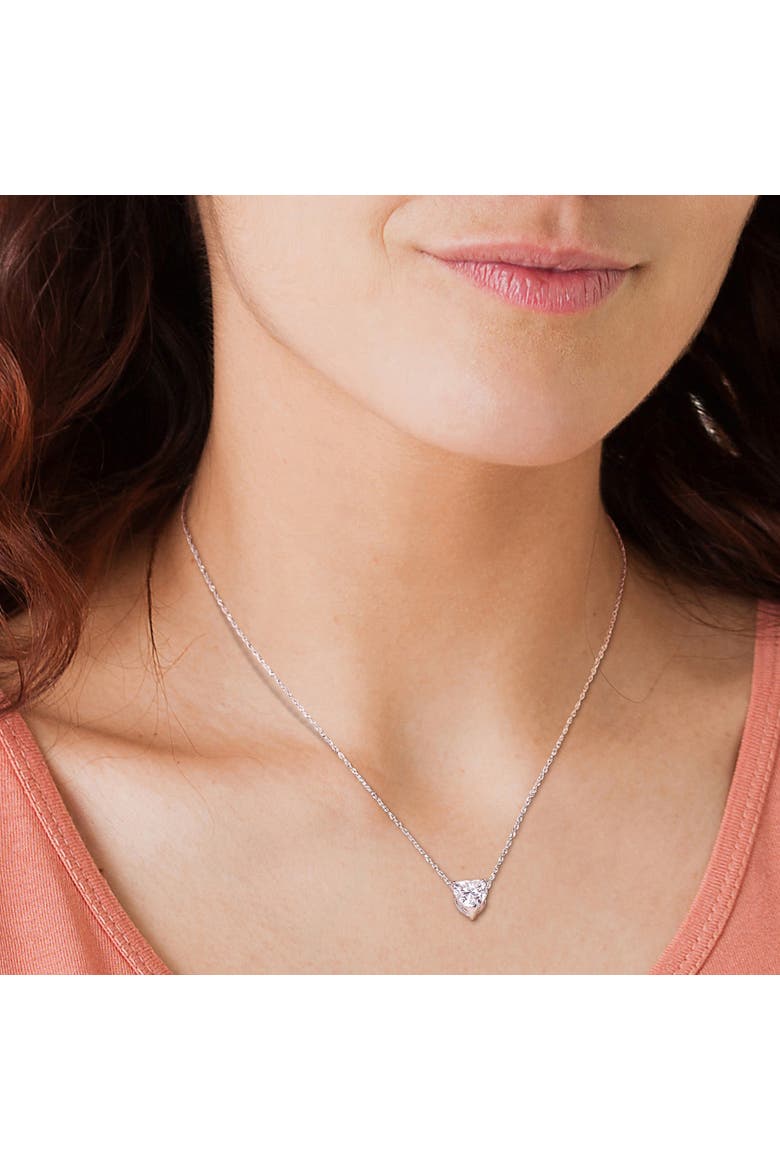Moissanite Heart Solitaire Necklace 10k, Alternate, color, 10k White Gold
