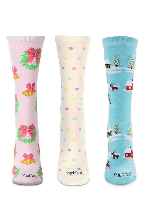 Memoi Winter Skiing Assorted 3-pack Crew Socks In Multi