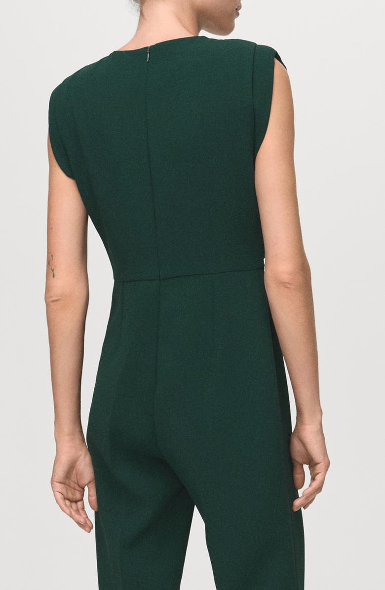 MANGO Ruched Sleeveless Wide Leg Jumpsuit, Alternate, color, Green