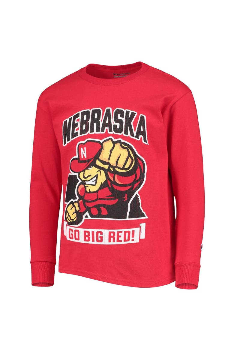 Youth Champion Scarlet Nebraska Huskers Strong Mascot Team T-Shirt, Alternate, color, Scarlet