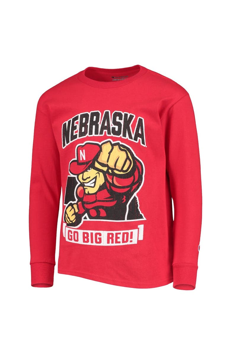 Champion Youth Champion Scarlet Nebraska Huskers Strong Mascot Team T-Shirt, Alternate, color,