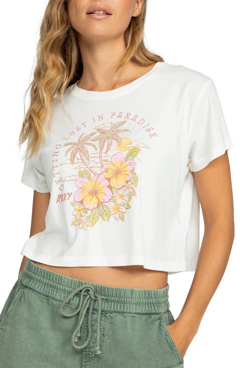 Hibiscus Paradise Crop Graphic T-Shirt