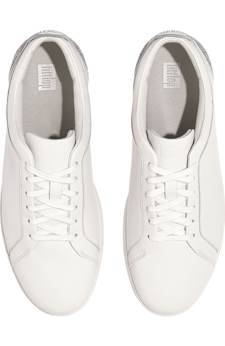FitFlop Rally Crystal Backtab Leather Sneaker, Alternate, color, Urban White/ Silver