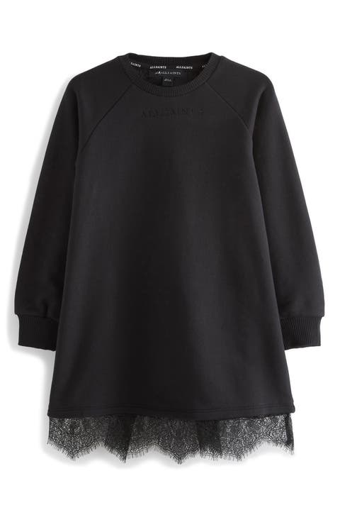 Lace Trim Sweatshirt Dress