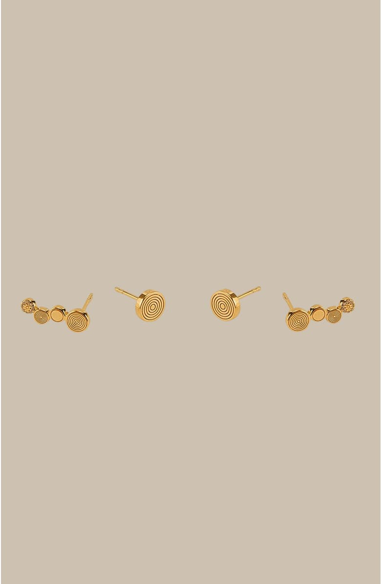 Gwen Beloti Tiered Etched Round Stud Earring, Alternate, color,