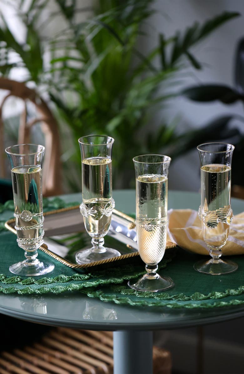 Juliska Heritage Set of 4 Assorted Champagne Flutes, Alternate, color, Clear