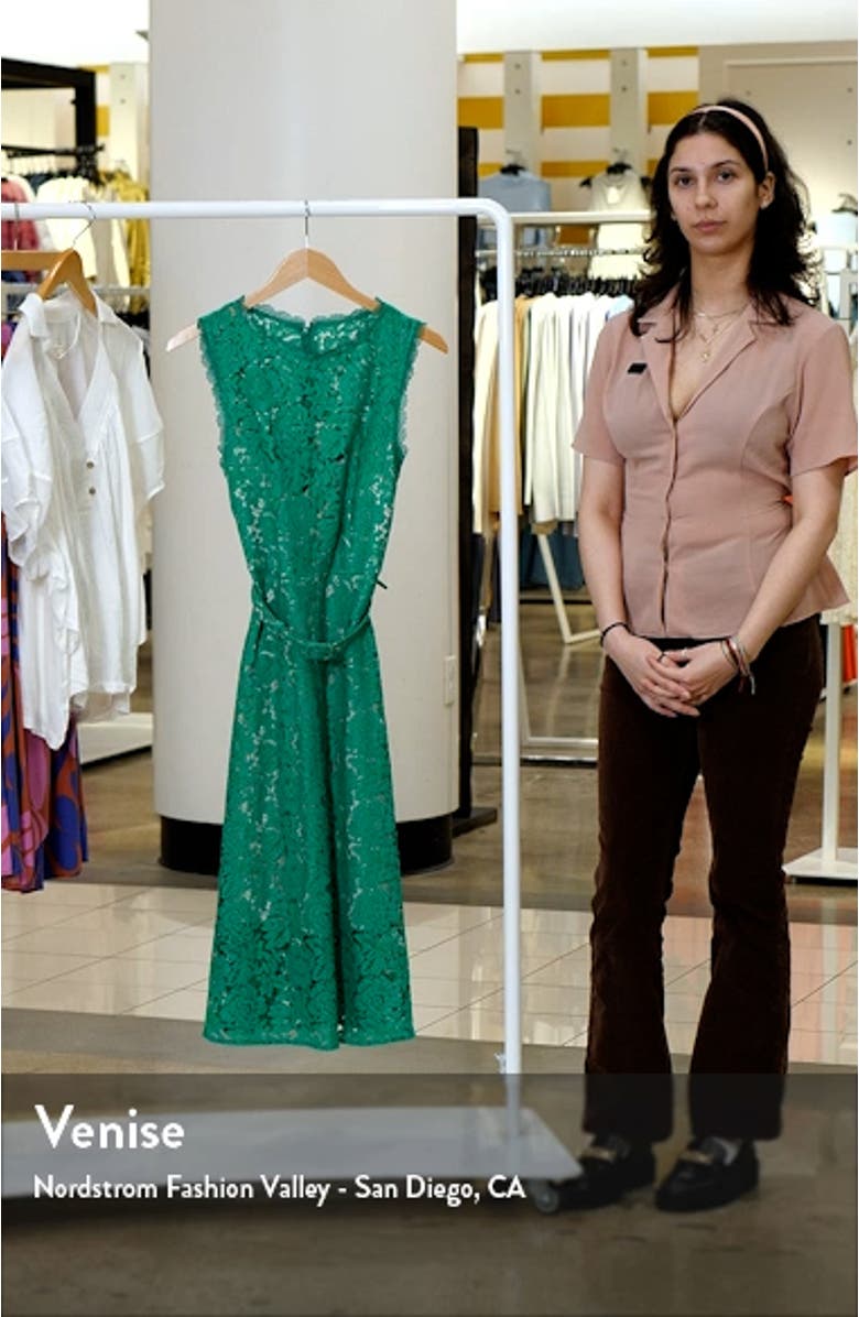 Belted Sleeveless Lace Midi Dress, sales video thumbnail